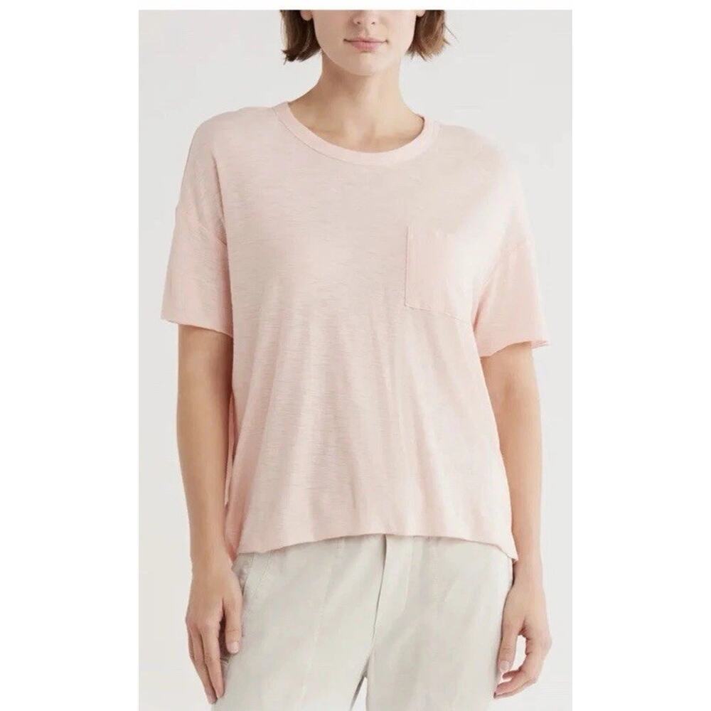 James Perse Crewneck Pocket T-Shirt Venus Light Pink Sz 1 NEW $115 MSRP